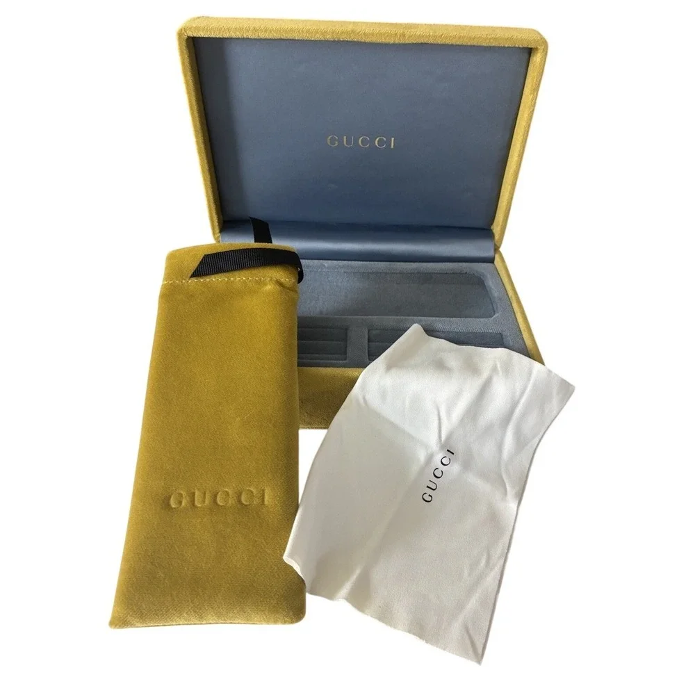 Gucci Box Dust Bag Chartreuse For Exchangeable Top Rim Glasses‎ Jewelry 7.5x5x3